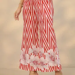 Libas Floral Printed Mandarin Collar Three-Quarter Sleeves Tunic & Palazzos image 4