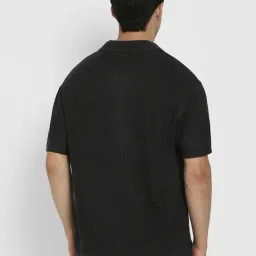American Eagle Black Regular Fit Textured Polo T-Shirt image 2