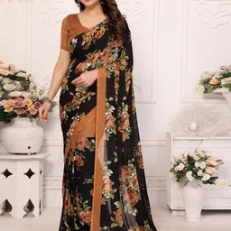 Panzora Floral Printed Poly Georgette Saree-picture-37