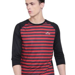 Alcis Black Regular Fit Striped T-Shirt-picture-48