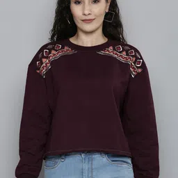 SCOUP Women Burgundy Printed Sweatshirt-picture-27