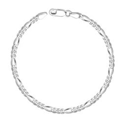 Taraash 92.5 Sterling Silver Figaro Chain Bracelet-picture-43