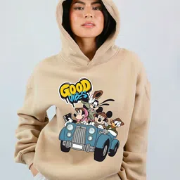RAYACLOSET Women Graphic Mickey Mouse Printed Hooded Oversize Pullover Sweatshirt-picture-25