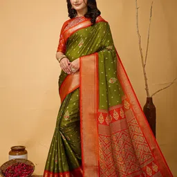 Panzora Ethnic Motifs Printed Zari Kanjeevaram Saree image 2