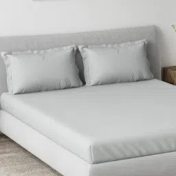 Ddecor Live Beautiful 100% Cotton Spectrum Dyed King Fitted Bedsheet with 2 Pillow Cover Set Grey image 2