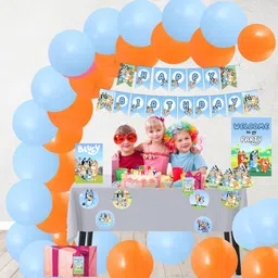 PRETTY UR PARTY Bluey Party decorations Kit - 80 pcs include Bunting, balloons, thank you, centerpiece, danglers, Caps, Bluey and Bingo Party Supplies, Birthday Decor, DIY Décor for Kids, Girls image 5