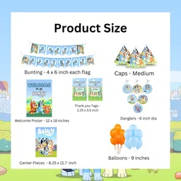 PRETTY UR PARTY Bluey Party decorations Kit - 80 pcs include Bunting, balloons, thank you, centerpiece, danglers, Caps, Bluey and Bingo Party Supplies, Birthday Decor, DIY Décor for Kids, Girls image 3