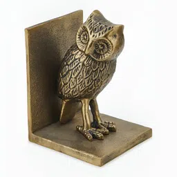 Fabindia Gold-Toned & Black 2 Pieces Owl Casted Bookends image 2