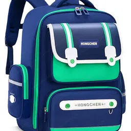 Bunie School Bag for Kids with Multiple Pockets Blue Green - Height 16 Inches-picture-21