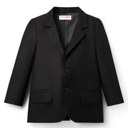 kookie kids india Kookie Kids Woven Full Sleeves Solid Blazer With Front Flap Pockets - Black image 1