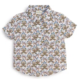 JusCubs Cotton Woven Half Sleeves Tigers Printed Shirt - Green-picture-26