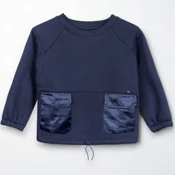 PURPLE UNITED KIDS Fleece Woven Full Sleeves Solid Light Winter Sweatshirt - Navy Blue-picture-36