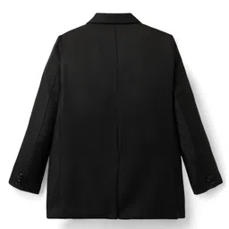 kookie kids india Kookie Kids Woven Full Sleeves Solid Blazer With Front Flap Pockets - Black image 2