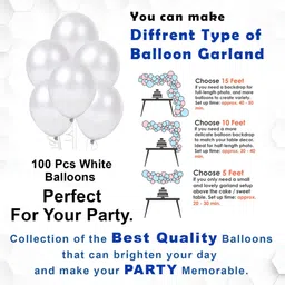 Bubble Trouble White Balloons for Decoration - Pack of 100 White Balloons image 3