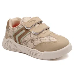 asian Floral Designed Velcro Closure Sneakers - Beige image 4