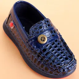 Cute Walk by Babyhug Loafer With Textured Design & Button Applique - Navy Blue image 3