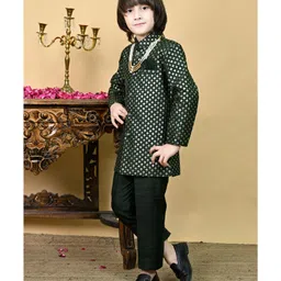 Ahhaaaa Viscose Woven Full Sleeves Sequin Embellished Jodhpuri Suit & Pant Set - Green image 4