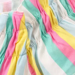 Babyhug 100% Rayon Woven Striped Half Sleeves  Top with Smocking & Frill Detailing - Multicolour image 4