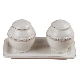 Kookee Ceramic Salt and Pepper Shakers Set with tray for Dining Table (10657) image 5
