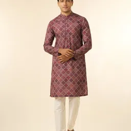 Diwas by Manyavar Men Woven Design Printed Festive Cotton Straight Kurta image 5