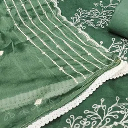 KIMISHA Embroidered Organza Unstitched Dress Material image 3