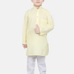 SG YUVRAJ Boys Yellow Solid Straight Kurta image 5