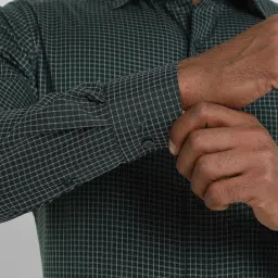 Allen Solly Green Cotton Regular Fit Checks Shirt image 4