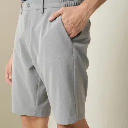 Rare Rabbit Grey Polyester Solid Regular Fit Shorts image 4