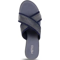 Metro Women's Blue Cross Strap Wedges image 4
