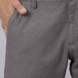 Rare Rabbit Grey Cotton Solid Slim Fit Formal Trousers image 4