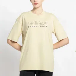 Adidas Beige Cotton Plain T-shirt-image-6