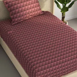 Bianca Estonia Maroon 116 TC Poly Cotton Single Bedsheet with 1 Pillow Cover image 4