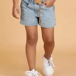 Tales & Stories Girls Light Blue Washed Shorts-picture-22