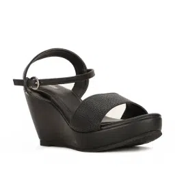 Bata Women's FINN E Black Ankle Strap Wedges-image-47