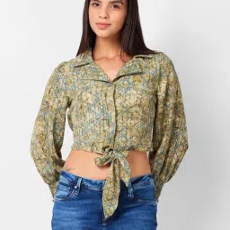 Izel Green Regular Fit Geometric Casual Shirt-picture-43