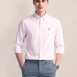 U.S. Polo Assn. Pink Cotton Slim Fit Shirt image 4