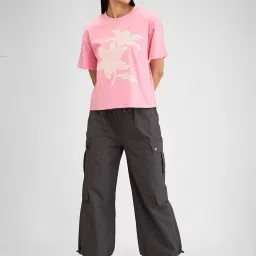 Spykar Pink Printed Oversized T-Shirt image 4