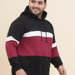 John Pride Black Regular Fit Colour Block Hooded Sweatshirt image 4