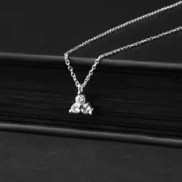 Accessorize London 925 Silver Hallmark CZ Flower Pendant Necklace for Women-image-2