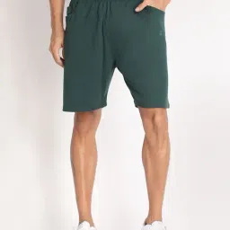 Chkokko Bottle Green Cotton Regular Fit Shorts-picture-14