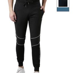 Force NXT Charcoal Melange & Navy Cotton Regular Fit Colour Block Joggers - Pack Of 2-picture-33
