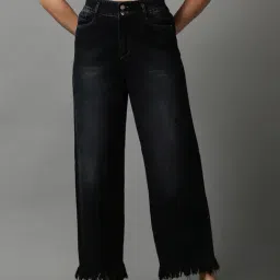 SHOWOFF Black Cotton Solid Mid Rise Jeans-image-55