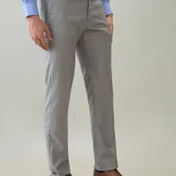 Park Avenue Grey Polyviscose Slim Fit Checked Formal Trosuers image 4