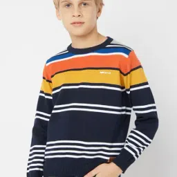 GAS Kids Multicolor Cotton Striped Full Sleeves Sweater-image-29