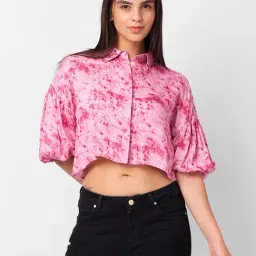 Izel Pink Regular Fit Ombre Casual Shirt-image-77