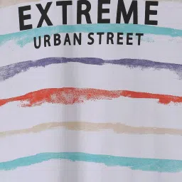 Fame Forever by Lifestyle Boys White Cotton Striper T Shirt image 4