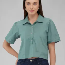 Izel Green Regular Fit Casual Shirt-image-35