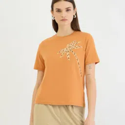 Elle Orange Embellished T-Shirt-image-7