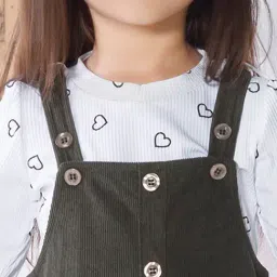Peppermint Girls Olive Green Regular Fit Dungaree image 5