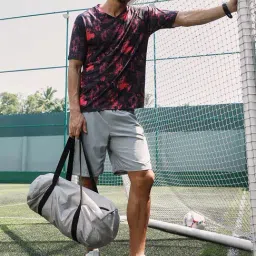 Campus Sutra Scarelet Red Midnight Black Abstract-Imprint Activewear T-Shirt image 5